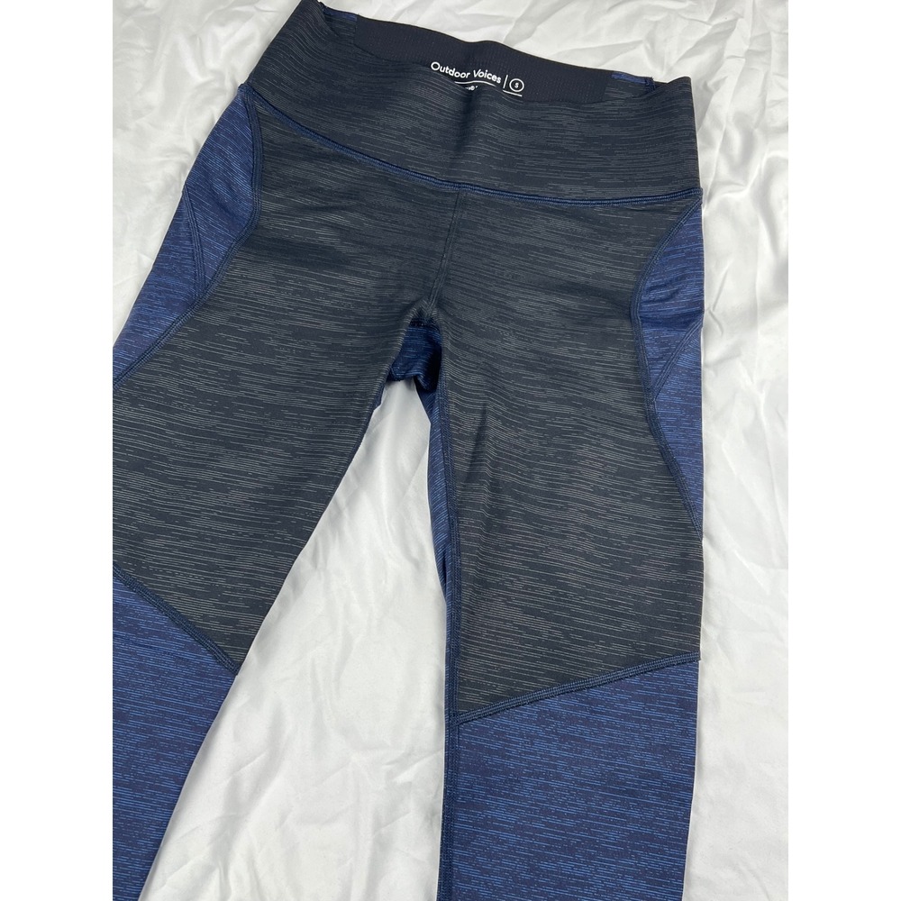Outdoor Voices 7/8 Textured Compression Leggings Women's  S Blue Black‎ Athletic